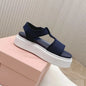 2026 Designer Women'S New Summer Sandals Classic Wedge Thick Sole Hook Loop Strap Open Toe Hollow Sandals For
