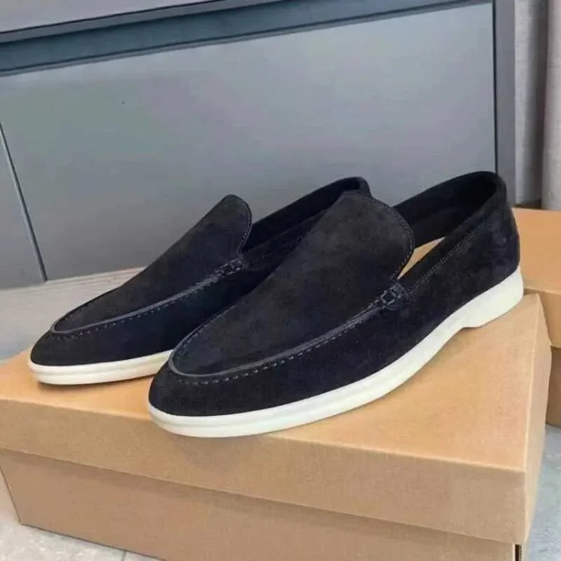 Classic Brand Suede Leather Loafers Men Casual Shoes Luxury Mens Breathable Slip on Driving Shoes Moccasins W251205