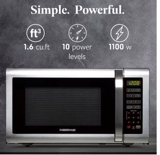1.6 Cu. Ft. 1100-Watt Countertop Microwave Oven in Stainless Steel