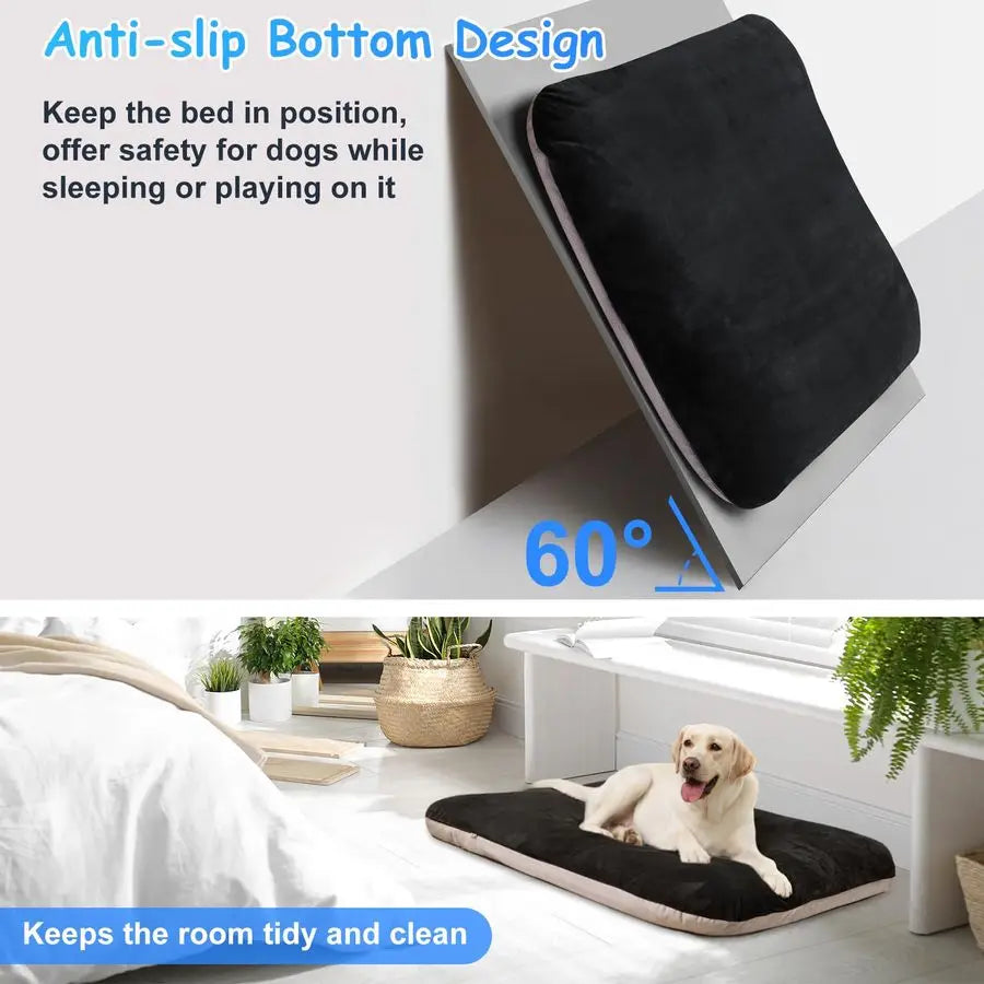 Super Soft Extra Large Dog Bed, 47 Inches Jumbo Orthopedic Foam Pet Beds with Anti Slip Bottom, Dog Sleeping Mattress with Remov