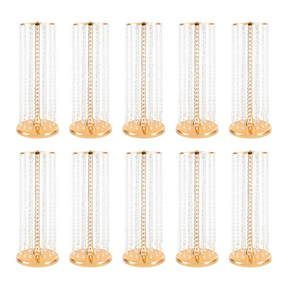 10 件 23.6 英寸 Tall Wedding Centerpieces Flower Vases, Metal Flowers Stand, Acrylic Crystal Stand, Column Vases Centerpieces for t
