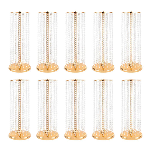 10 件 23.6 英寸 Tall Wedding Centerpieces Flower Vases, Metal Flowers Stand, Acrylic Crystal Stand, Column Vases Centerpieces for t
