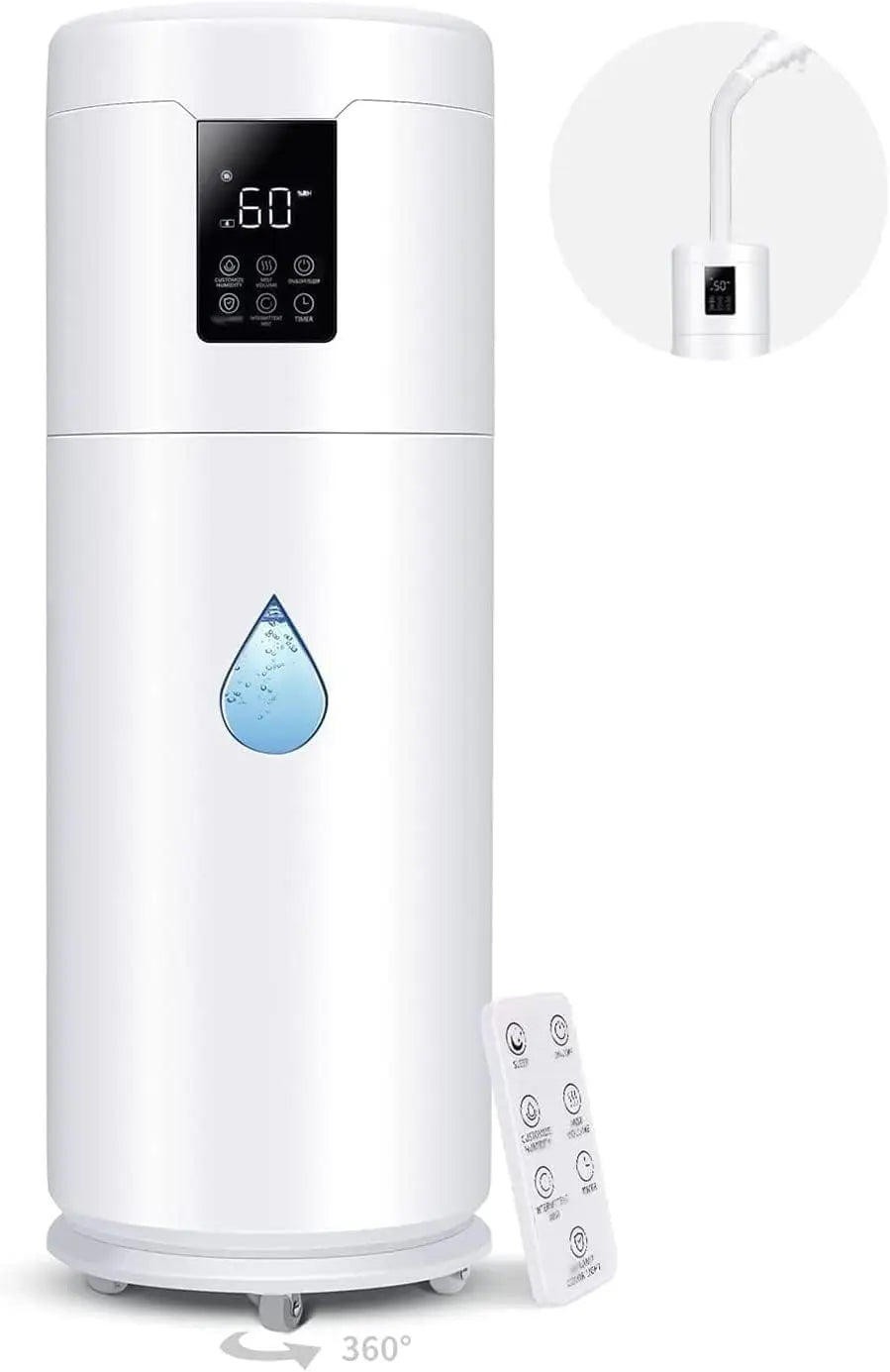 Large Room Humidifier 2000 sq.ft, 17L Capacity with Extension Tube, 4 Speed Mist & 360° Nozzle for Home Office Greenhouse