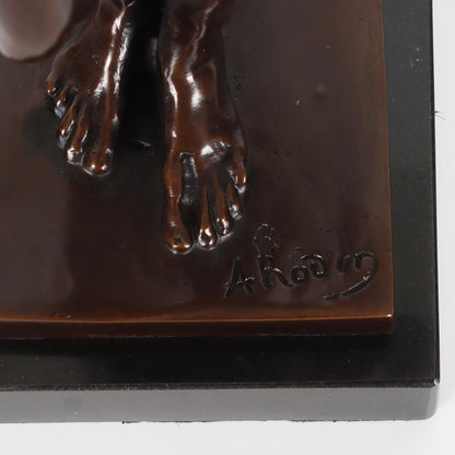 Bronze Rodin's "The Age of Bronze" Statue Sculpture Famous Nude Man Collectible Figurine Art Office Decor