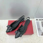 2026 spring and summer new leather pointe women's sandals low heel wedge bow shallow mouth simple sandals