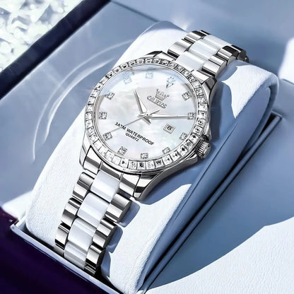 OLEVS Women Diamond Watch Elegant Luxury DrWatch Women's Rose Gold Ceic Crystal Wristwatch