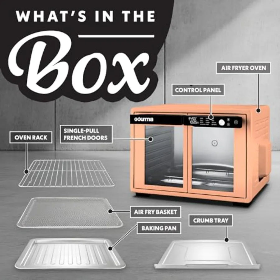 French Door Air Fryer Oven 37 Qt Large Capacity Convection Toaster Oven FryForce 360 Digital Display 12 Cooking Presets Dehydra