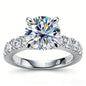 3.5 Carat D Color VVS1 Round Moissanite Ring, 4 Prong Setting, 925 Sterling Silver, 18K Gold Plated, Wedding Ring Jewelry Gift