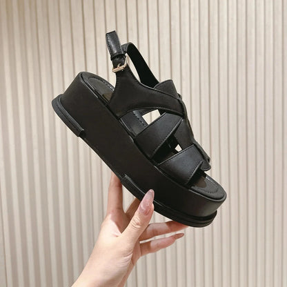 Newest 2026 Shoes For Women Buckle Strap Platform Sandals Genuine Leather Designer Ladies Sandialas Casual Zapatillas Mujer