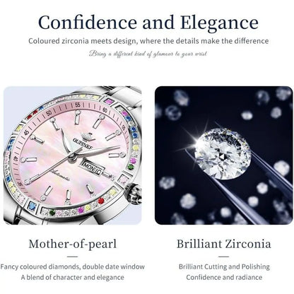OUPINKE Automatic Watches or Women Diamond Luxury DrSel Winding StainlSteel Sapphire Crystal Ceic Ladies Watches