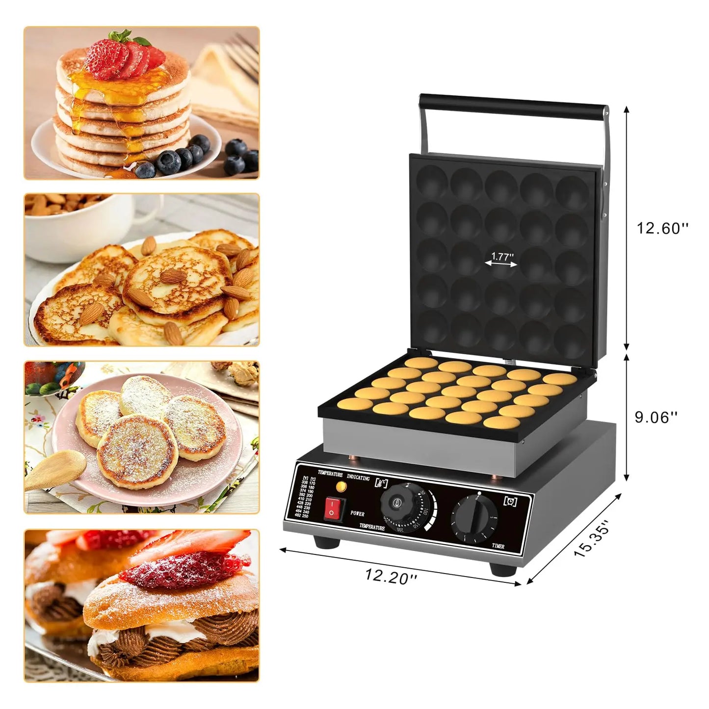 1700W Mini Pancake Maker, Commercial Electric Waffles Maker With Non-Stick Baking Pan For Home, Restaurant & Café