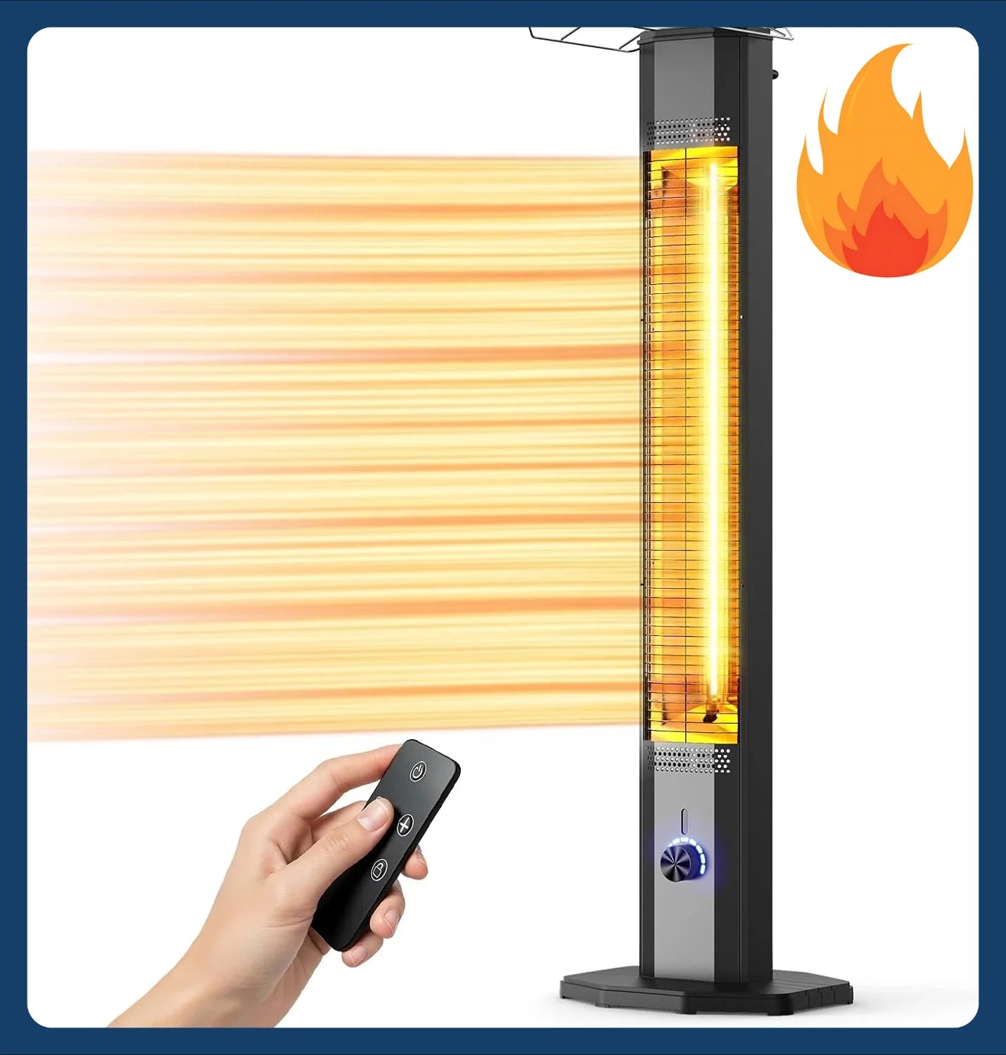 [Limited Stock!]Outdoor Electric Patio Heater, 42-inch 1500W Infrared Tower Heater with 9 Heat Settings & 9H Timer, IPX5 Waterpr