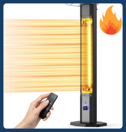 [Limited Stock!]Outdoor Electric Patio Heater, 42-inch 1500W Infrared Tower Heater with 9 Heat Settings & 9H Timer, IPX5 Waterpr