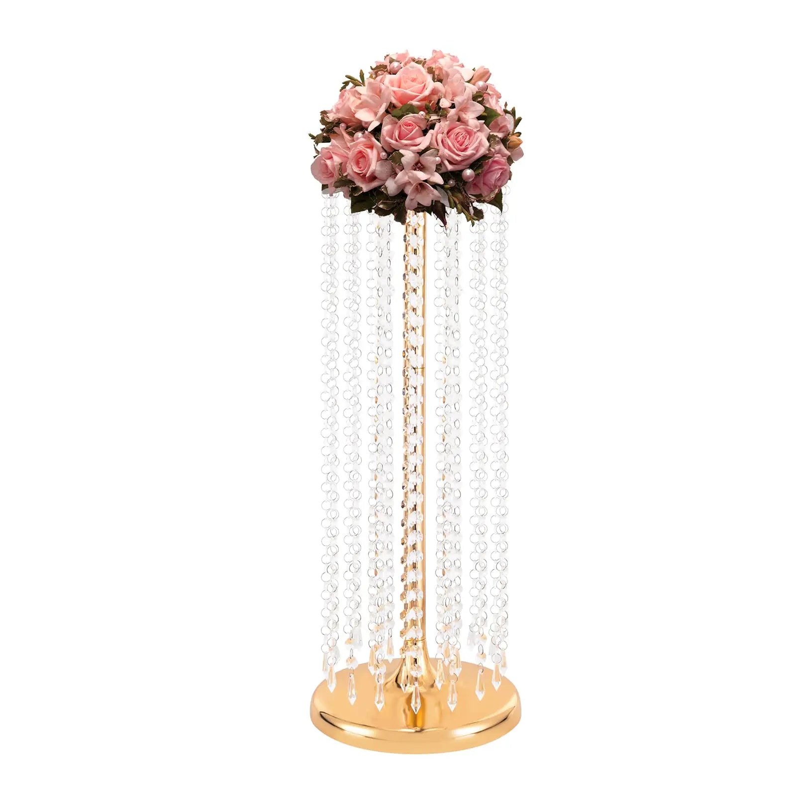 10 件 23.6 英寸 Tall Wedding Centerpieces Flower Vases, Metal Flowers Stand, Acrylic Crystal Stand, Column Vases Centerpieces for t