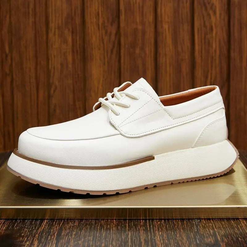 2026 Men's Horse Leather Board Shoes Genuine Leather Breathable Casual Business Sneakers Soft Sole White Trendy Spring Summer