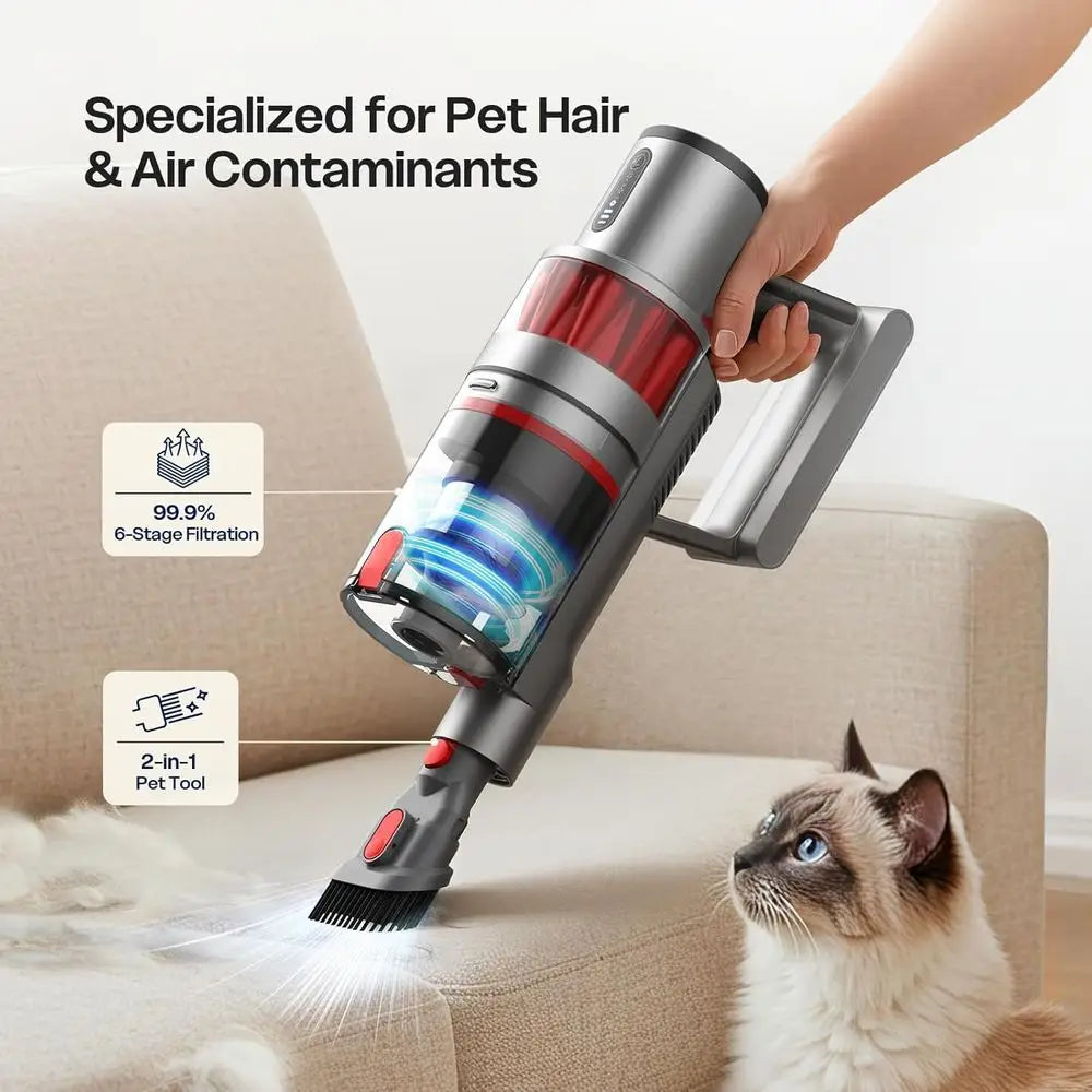 Rechargeable 600W 50KPA Stick Vacuum Cleaner, 60-Minute Runtime, Strong Suction, Lightweight, Ideal for Home, Pet Hair, Carpets,