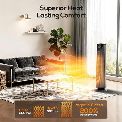Hykolity Space Heater Large Room, 30" Electric Heaters for Indoor Use with Thermostat and Remote,70° Oscillation,24H Timer,1500W
