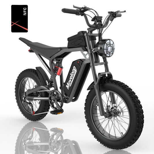 Moveloop T1 Electric Bike 1500W 48V/20AH Battery 40-80 Miles 6-8H Range 31-35Mph 90NmHydraulic Brakes Adult Electric Bike Torque
