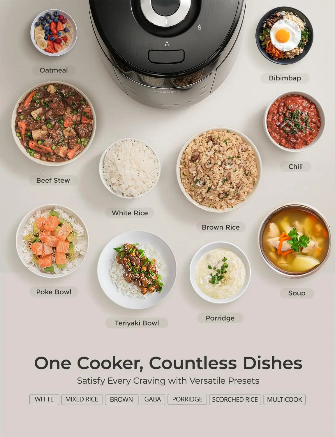 10-Cup High Pressure Rice Cooker with Nonstick Pot, 13 Menu Options, Auto Clean & Fuzzy Logic Tech