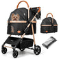 Foldable 3-in-1 Pet Stroller for Small/Medium Dogs Cats up to 50 lbs, with Carrier, Storage Basket, Rain Cover