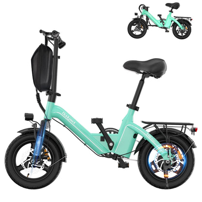 Bodywel T16 Pro 14" Folding Electric Bike for Adults Commuter-36V 10.4Ah Battery UL Certified EBike, Peak 750W Motor mini E-Bike