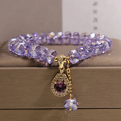 Purely Handmade - Lavender Amethyst Abacus Bead Bracelet Women's Light Luxury