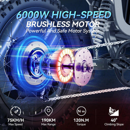 Electric Bike Off-road R19 Electric Motorcycle 72V 40ah Lithium Battery NFC Ebik 6000W New In Gearless Motors Speed 85Kmh Speed
