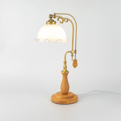 Retro Flower Table Lamp Bedroom Bedside Flower Night Light Glass Lampshade