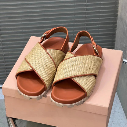 Beach Shoes For Woman 2025 Newest Summer Espadrilles Bohemian Gladiator Sandals Mules Shoes Woman  Exclusive Lazy Bota