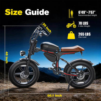1500W Electric Bike, Max Speed 27MPH,48V18AH Electric Mountain Bike,20x4" Fat Tire Electric Dirt Bike, Long Range Electric Bike
