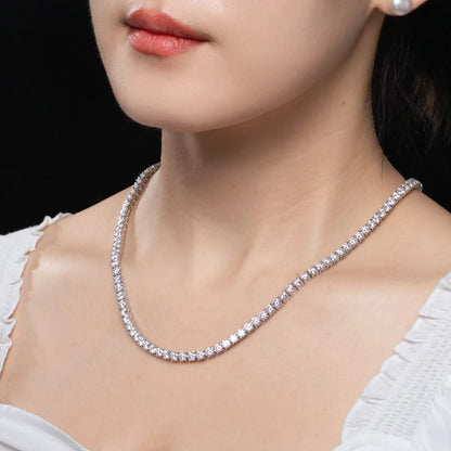 GRA Certified Moissanite Tennis Necklace 3/4/5/6mm Solid 925 Sterling Silver Diamond Tennis Necklaces for Women Man N002451