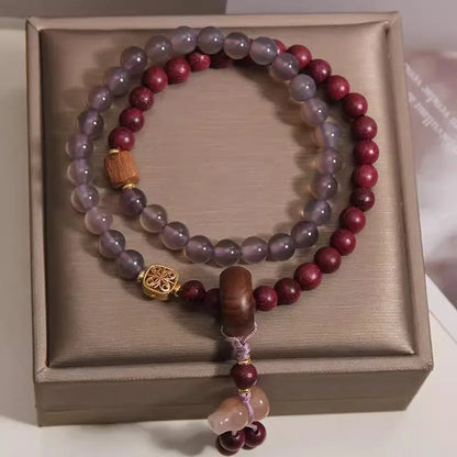 Purely handmade - natural gray agate purple hemu multi-layer bracelet women's light luxury