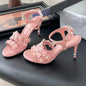 2025 Newest Summer Handmade Genuine Leather Open-Toe Super High Heel Buckle-Strap Woman Sandals Stiletto Ladies Wedding Pumps