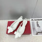 2026 spring and summer new leather pointe women's sandals low heel wedge bow shallow mouth simple sandals