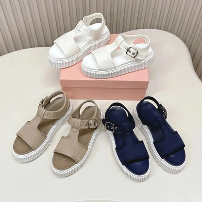 2026 Designer Women'S New Summer Sandals Classic Wedge Thick Sole Hook Loop Strap Open Toe Hollow Sandals For