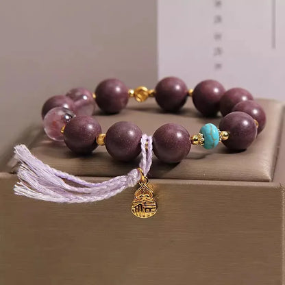 Purely handmade - National Style Hexiang Beads Amethyst Beaded Bracelet Women's Light Luxury