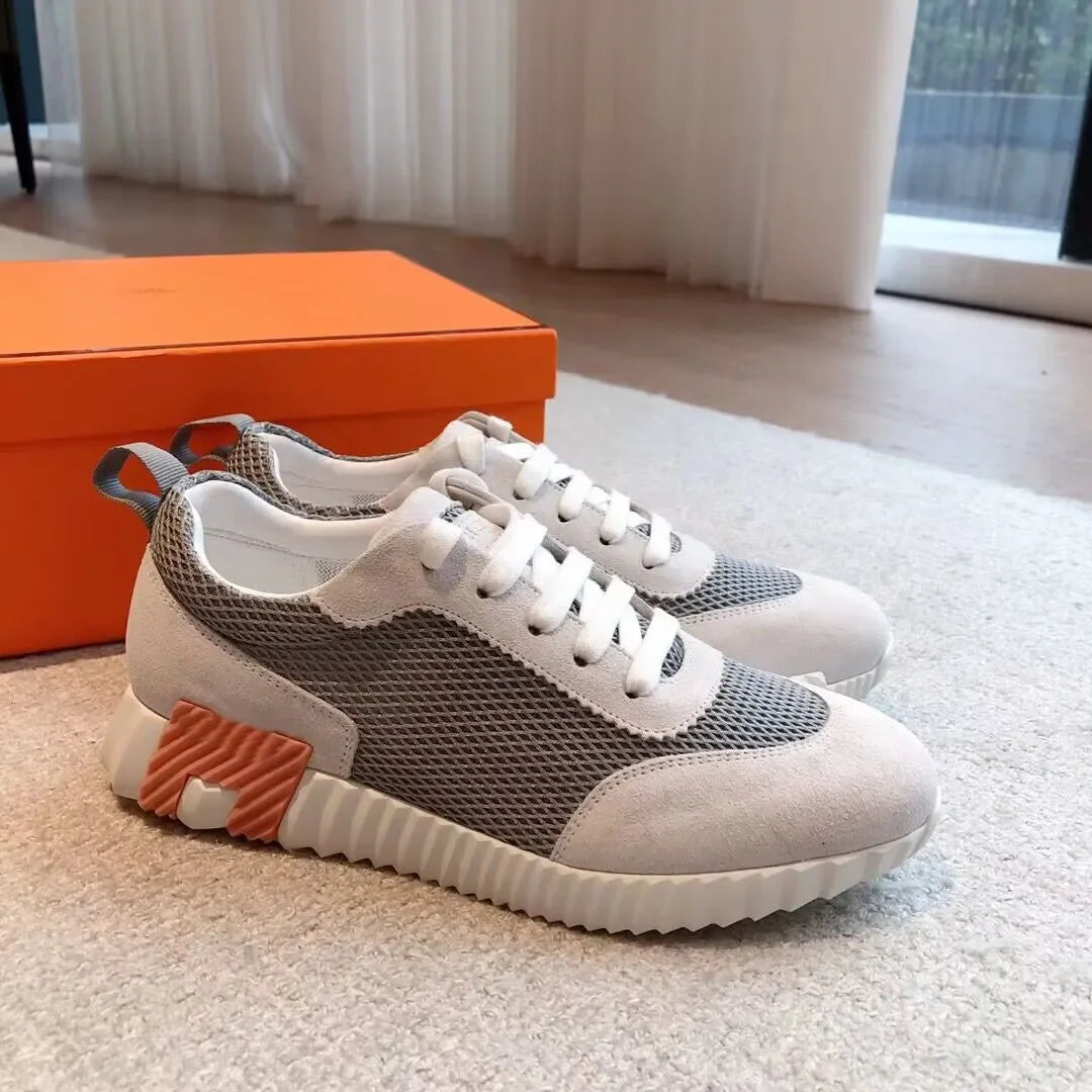 2024 New Colors Men Bouncing Sneaker Shoes Top Luxury Calfskin Suede Casual Sports Goatskin Light Sole Low Top Trainers Comfort