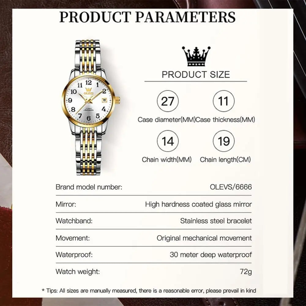 OLEVS Womens Automatic Watch Premium SmalDiamond Accented Sel Winding Waterproo Watches or Women ashion Ladies Watch