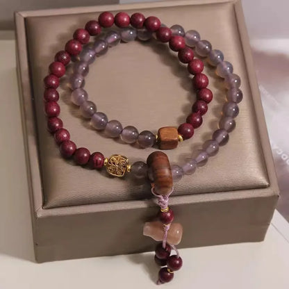 Purely handmade - natural gray agate purple hemu multi-layer bracelet women's light luxury