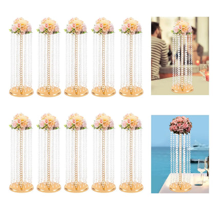 10 件 23.6 英寸 Tall Wedding Centerpieces Flower Vases, Metal Flowers Stand, Acrylic Crystal Stand, Column Vases Centerpieces for t