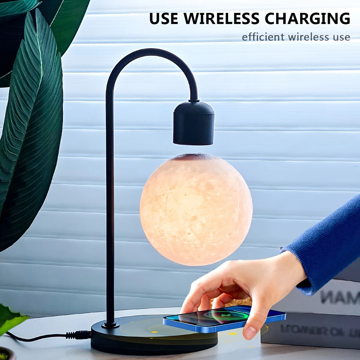 Magnetic Floating Moon Lamp, 3D Moon Light, 15w Wireless Phone Charger, Touch Control, Desk Lamp, Atmosphere Night Light
