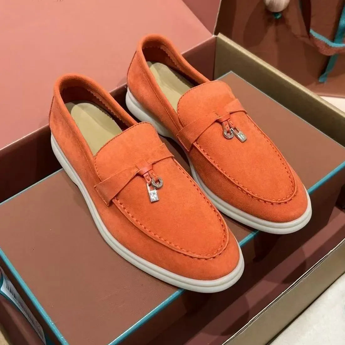 Lora Pianna Loafer Shoes Designer Famous Brand Slides Loafers Dress Shoes For Ladies Men Soft Rubber Sole Flat Luxury Casual