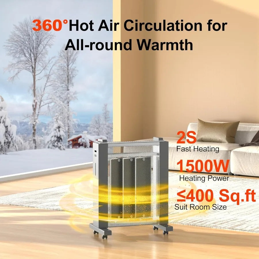 Space Heaters for Large Room Whole-Room Heating 1500 W Radiator Electric Heater with Tip-over Overheat Protection Heaters with
