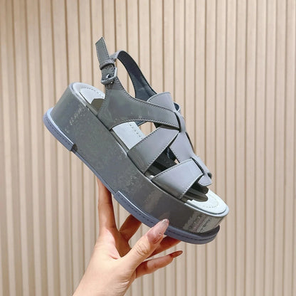Newest 2026 Shoes For Women Buckle Strap Platform Sandals Genuine Leather Designer Ladies Sandialas Casual Zapatillas Mujer