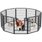 Outdoor 10 Panels Heavy Duty 32 H x 28 W Anti-Rust Dog Fence Foldable Metal Play Pen with 1 Gate for Medium/Large Pets in Gray