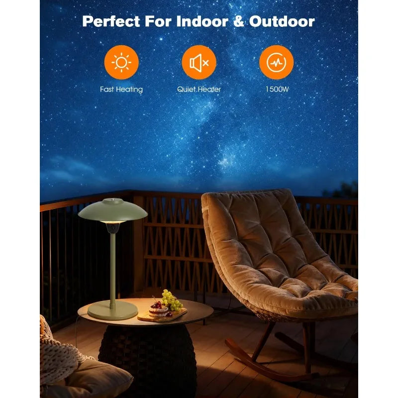 Electric Patio Outdoor Heater,1500W Infrared Tabletop Heaters for Indoor Oudoor,IP55 Waterproof,Tip-over& Overheating Protection