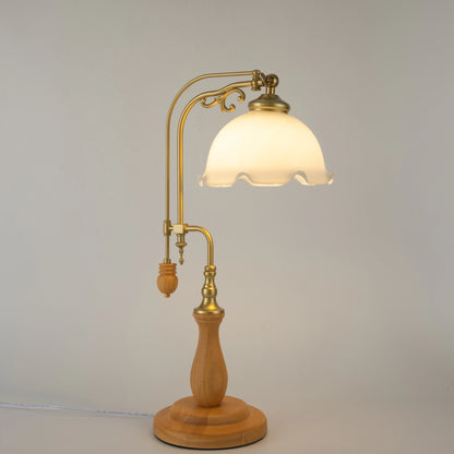 Retro Flower Table Lamp Bedroom Bedside Flower Night Light Glass Lampshade