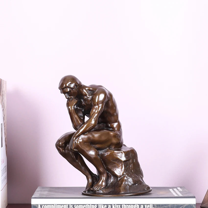 20cm Bronze The Thinker Statue by Rodin Famous Sculpture Replica Home Decoration