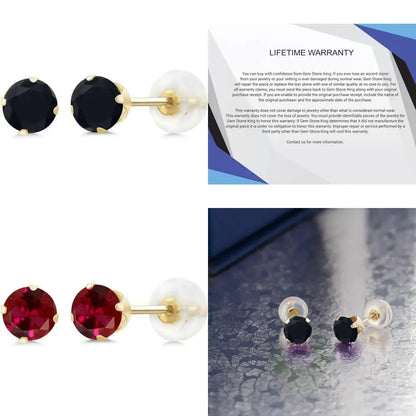 Yellow Gold 10K Round Birthstone Stud Earrings - 5MM Gemstone Jewelry for Women and Men