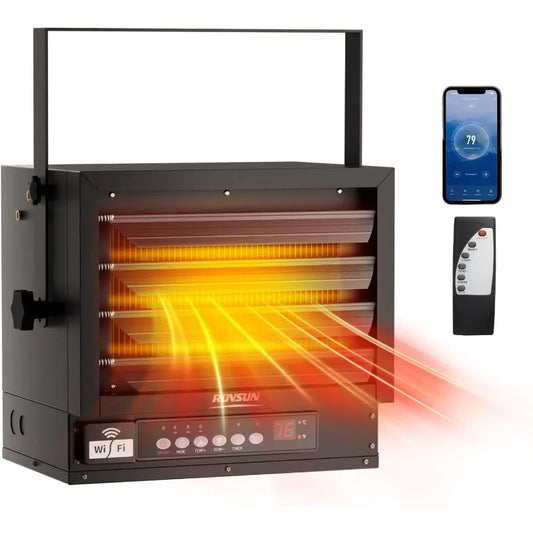 ROVSUN 5000W Electric Garage Heater with Remote & APP Control, Digital Fan-Forced Ceiling Mount Heater with Thermostat, 240V